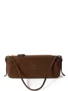 Miu Miu Suede Shoulder Bag In Brown