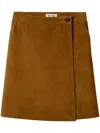Miu Miu Suede Wraparound Skirt In Brown