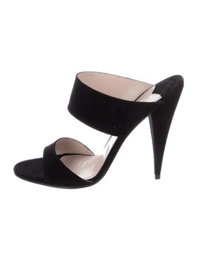 Pre-owned Miu Miu Suede Slides In Black