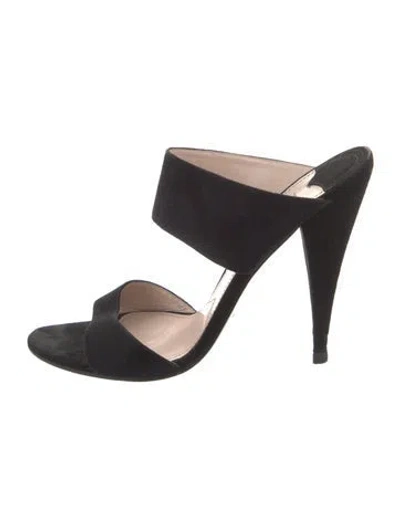 Pre-owned Miu Miu Suede Slides In Black
