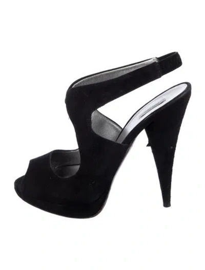 Pre-owned Miu Miu Suede Slingback Pumps In Black