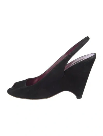 Pre-owned Miu Miu Suede Slingback Pumps In Black