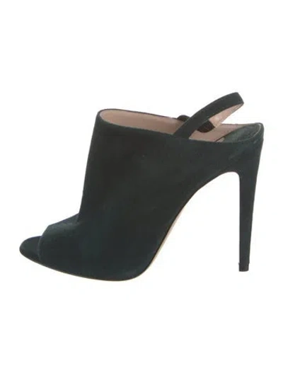 Pre-owned Miu Miu Suede Slingback Pumps In Green