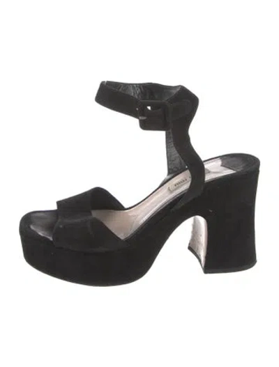 Pre-owned Miu Miu Suede Slingback Sandals In Black