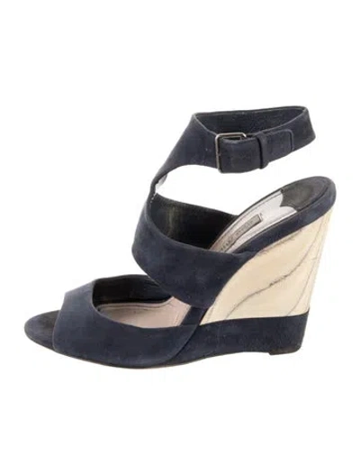Pre-owned Miu Miu Suede Slingback Sandals In Blue