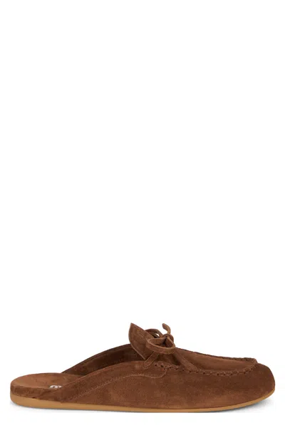 Miu Miu Suede Slippers In Brown