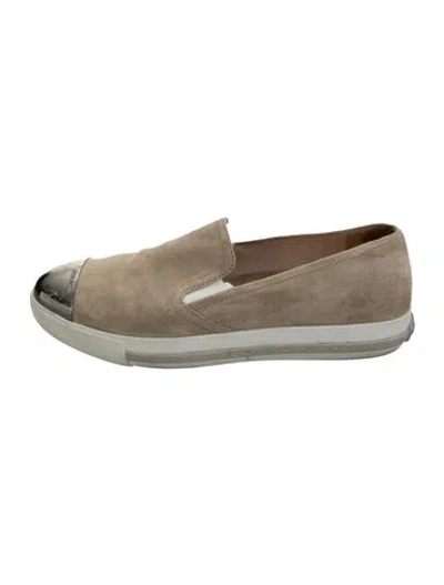 Pre-owned Miu Miu Suede Sneakers In Neutrals