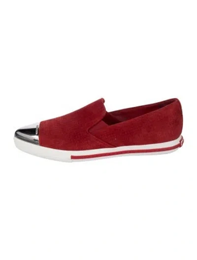 Pre-owned Miu Miu Suede Sneakers In Red