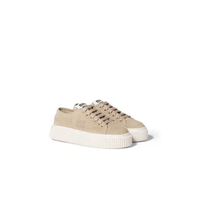 Miu Miu Suede Sneakers In Sand
