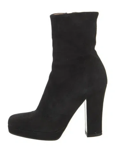 Pre-owned Miu Miu Suede Sock Boots In Black