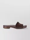 Miu Miu Suede Stud Flat Sandals In Brown