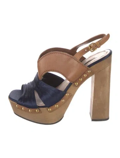 Pre-owned Miu Miu Suede Studded Accents Sandals In Green