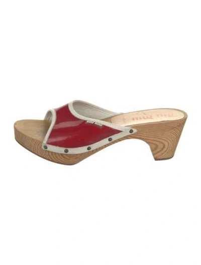 Pre-owned Miu Miu Suede Studded Accents Slides In Blue