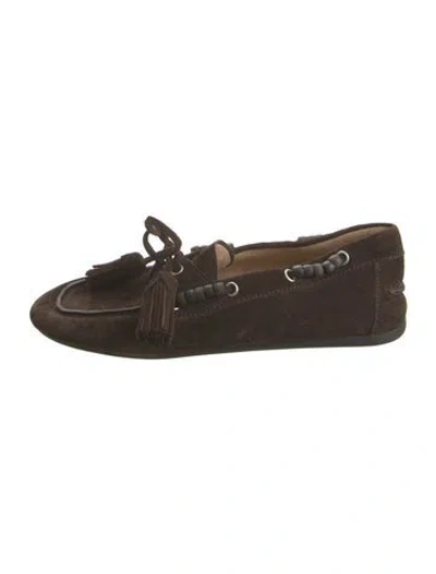 Pre-owned Miu Miu Suede Tassel Accents Loafers In Brown