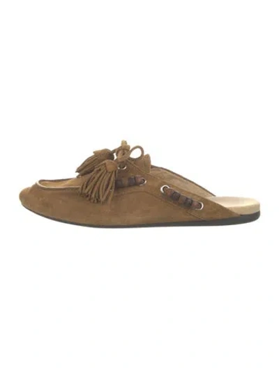 Pre-owned Miu Miu Suede Tassel Accents Mules In Brown