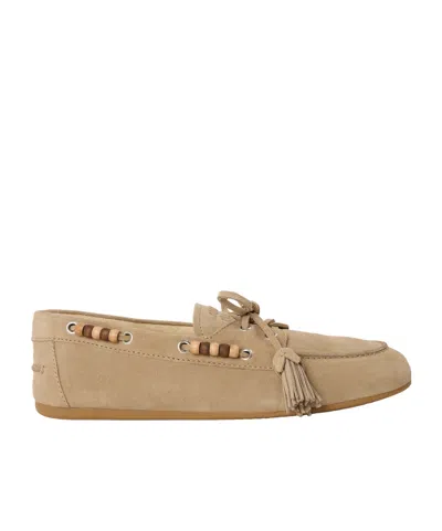 Miu Miu Suede Tassel Loafer Mocassin In Nude