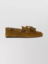 Miu Miu Suede Tassel Moccasin Loafers In Green