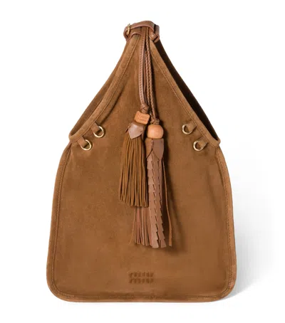 Miu Miu Suede Tassel Tote Bag