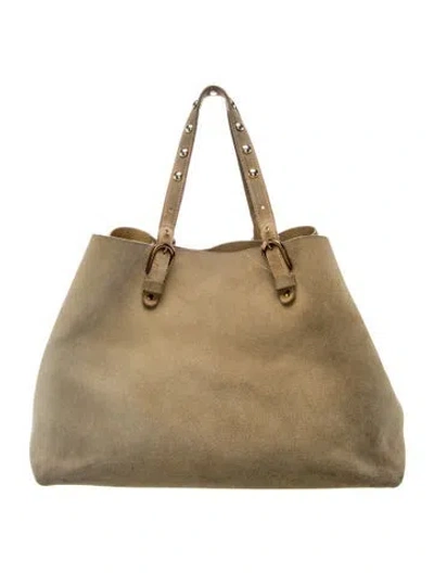 Pre-owned Miu Miu Suede Tote In Neutral