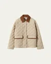 Miu Miu Suede-trim Barn Jacket In Sand