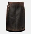 Miu Miu Suede-trimmed Leather Midi Skirt In Black