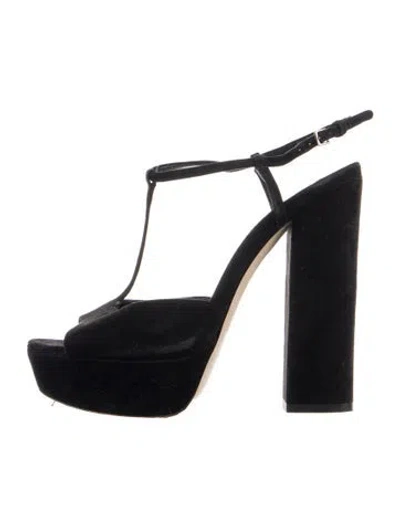 Pre-owned Miu Miu Suede T-strap Pumps In Blue