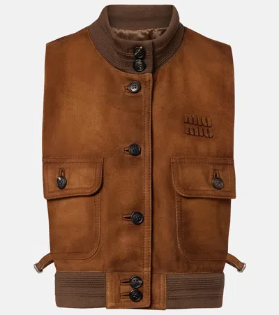 Miu Miu Suede Vest In Blue