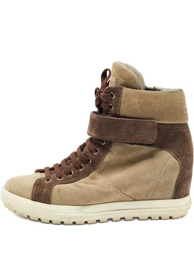 Pre-owned Miu Miu Suede Wedge Boots