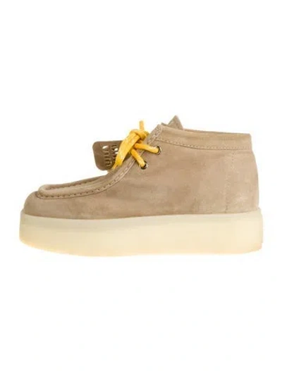 Pre-owned Miu Miu Suede Wedge Sneakers In Neutral