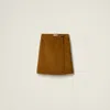 Miu Miu Suede Wraparound Skirt In Olive Green