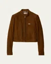 Miu Miu Suede Zip Jacket In Brown