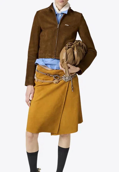 Miu Miu Suede Zip-up Jacket In Multi
