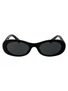 Miu Miu Logo-lettering Oval-frame Sunglasses In Black