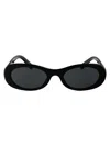 Miu Miu Logo-lettering Oval-frame Sunglasses In 1ab5s0 Black