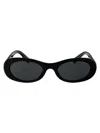 Miu Miu Logo-lettering Oval-frame Sunglasses In Black