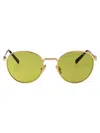 Miu Miu Logo Metal Round Sunglasses In 5ak07o Gold