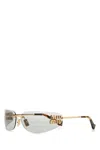 Miu Miu Mu 54ys 80 Rimless Titanium Wrap Sunglasses In Gold