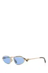 Miu Miu Rectangular Sunglasses In Gold