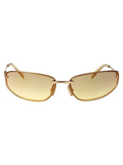 Miu Miu Womens Gold Mu A50s Oval-frame Metal Sunglasses In Yellow Gradient Silver