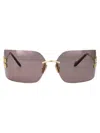 Miu Miu Runway Rimless Square Metal Sunglasses In Brown
