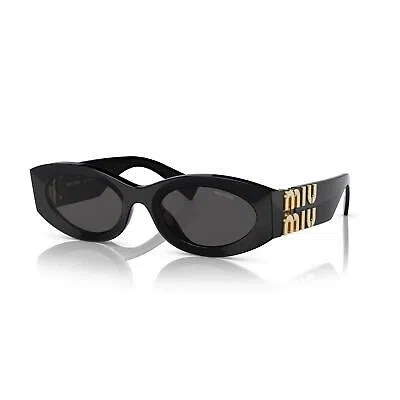 Pre-owned Miu Miu Sunglasses Mu 11ws 1ab5s0 Black Gold Dark Grey Lens Women Authentic In Gray