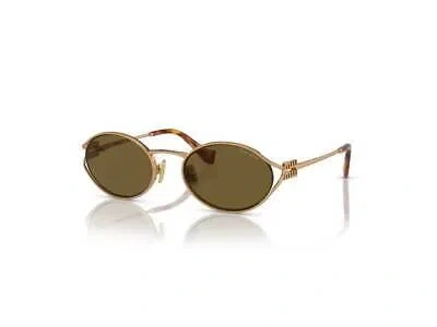 Pre-owned Miu Miu Sunglasses Mu 52ys 7oe01t Gilded Brass Dark Brown Woman