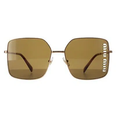 Pre-owned Miu Miu Sunglasses Mu51ys 7oe01t Antique Gold Dark Brown