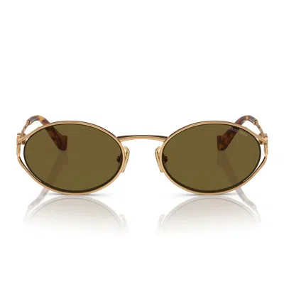 Miu Miu Sunglasses Mu52 Y 7 Oe01 T Gold/brown Women In Red