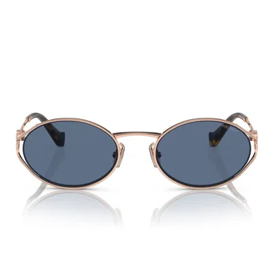 Miu Miu Sunglasses Mu52 Y Zvf1 V1 Gold/dark Blue Women