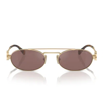 Miu Miu Sunglasses Mu54 Zs Zvn70 D Gold/brown Women In Multi