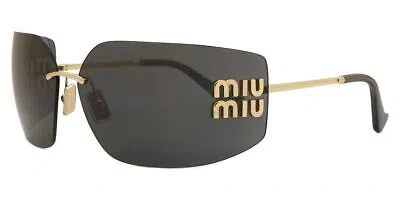 Pre-owned Miu Miu Sunglasses Mu54ys 5ak5s0 80mm Gold / Dark Grey Lens In Gray