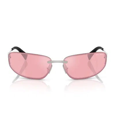 Miu Miu Sunglasses Mua50 S 1 Bc70 J Silver/pink Mirrored Women In Purple