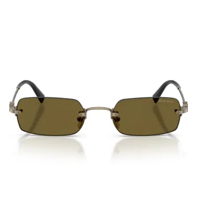 Miu Miu Sunglasses Mub50 S 26 C09 Z Gold/dark Brown Women In Green