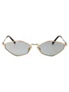 Miu Miu 56zs Geometric-frame Sunglasses In Oro Pallido